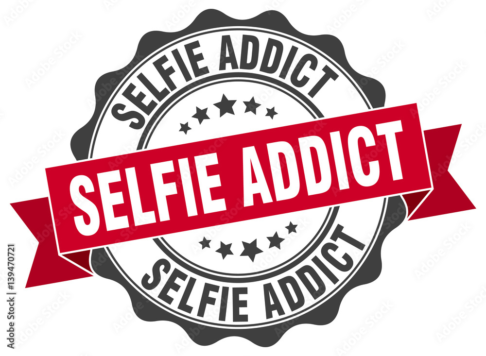 Fototapeta premium selfie addict stamp. sign. seal
