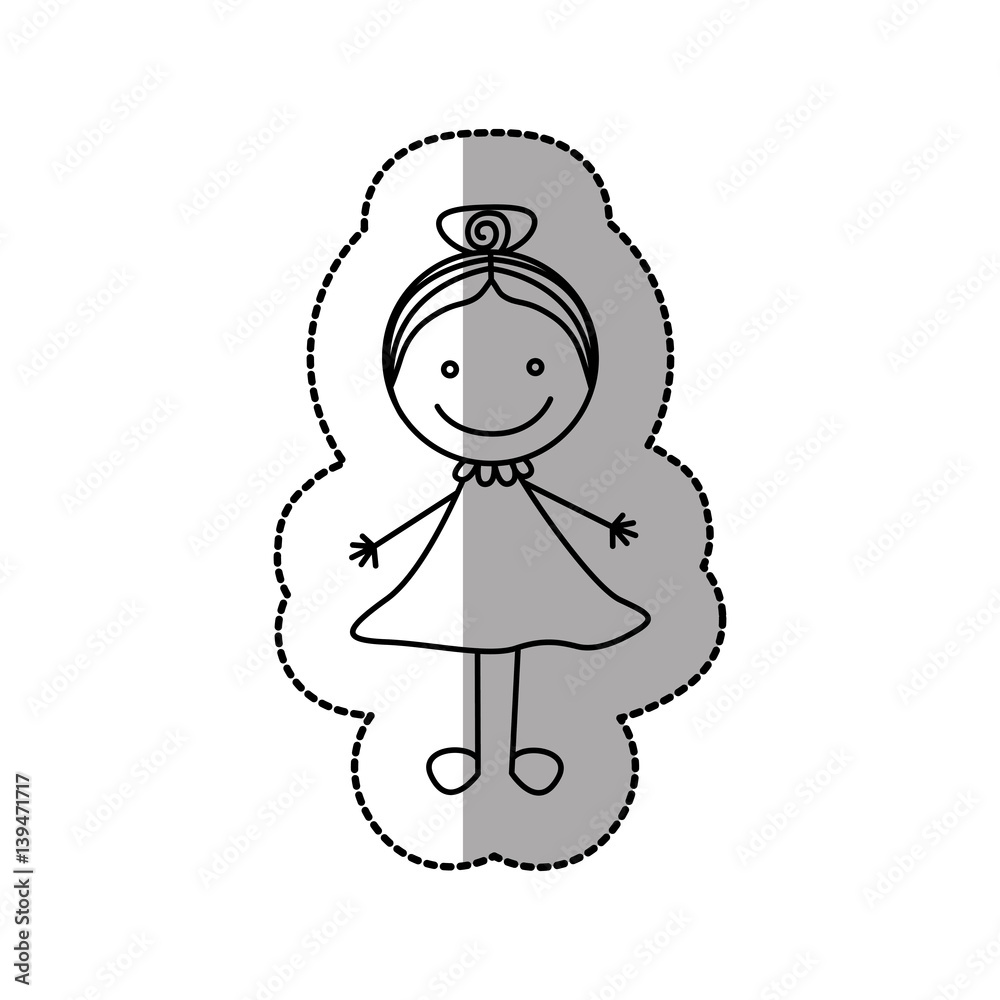 Fototapeta premium figure happy girl with bow in the head icon, vector illustraction design
