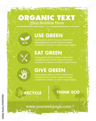 Organic Eco Green Vector Banner Background and Icons. Creative Nature Friendly Concept