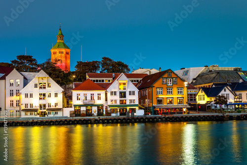 Stavanger at night - Charming town in the Norway.