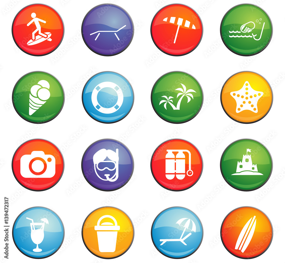 beach icon set beach icon set