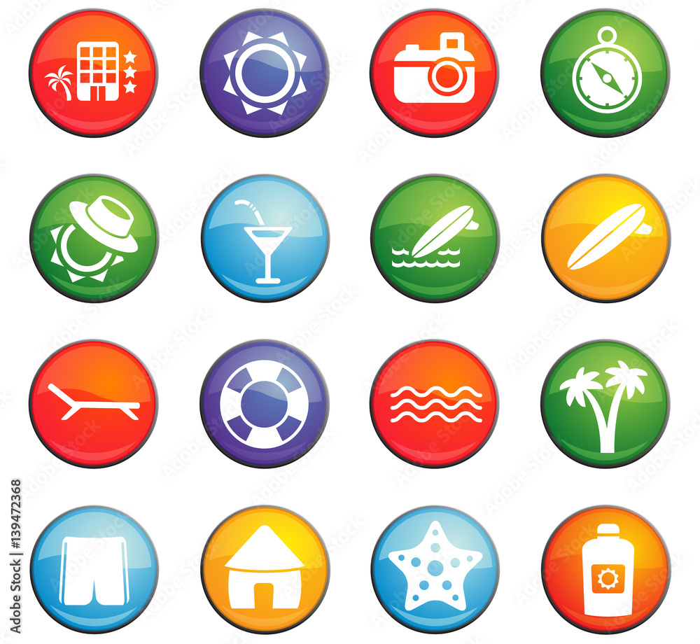 beach icon set beach icon set