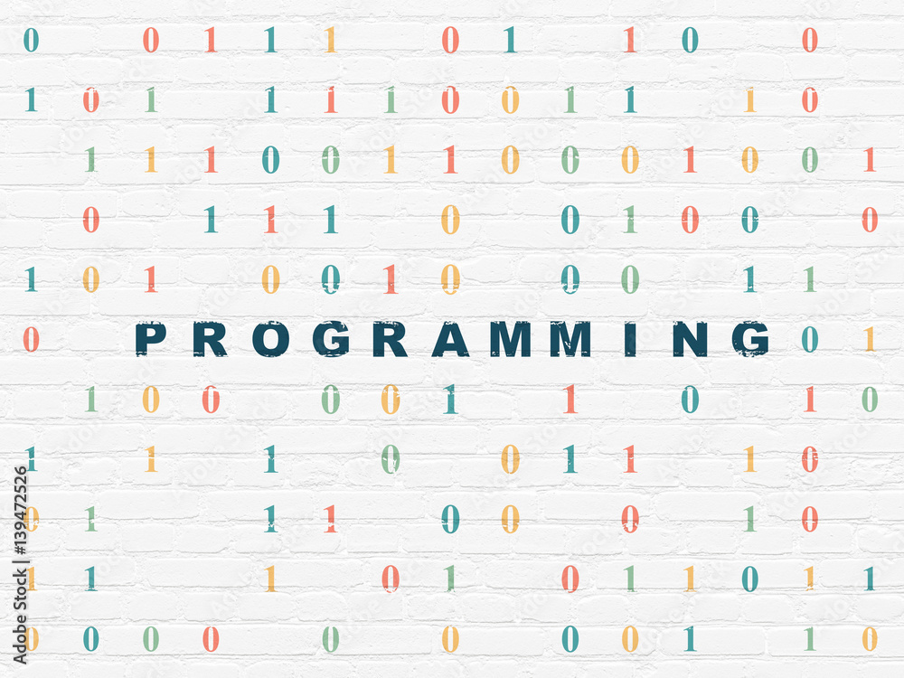 Database concept: Programming on wall background Stock Illustration ...