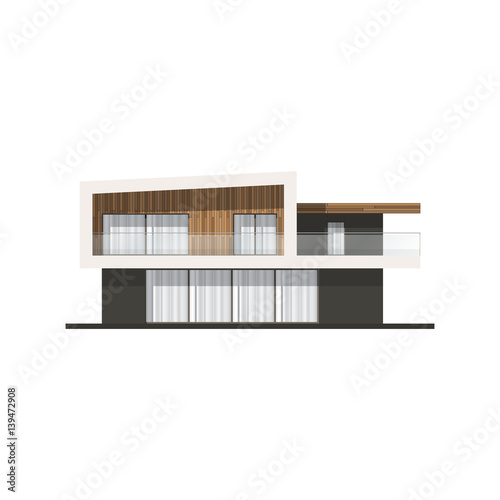 Vector hi tech house facade. House in minimalist style.