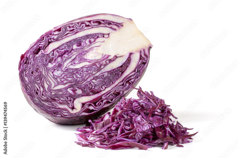 sliced red cabbage isolated on white background sliced red cabbage isolated on white background