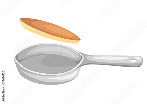 Vector illustration pan pancakes Cartoon pancakes on a pan for breakfast