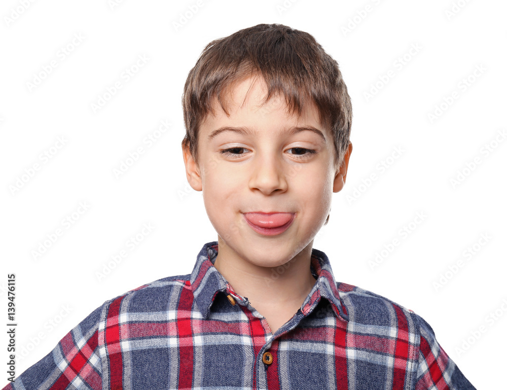 Portrait of cute little boy on white background Portrait of cute little boy on white background