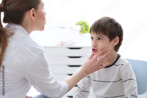 Cute little boy at speech t...