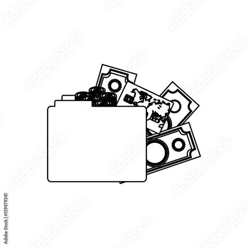 monochrome contour of folder with money accounts vector illustration