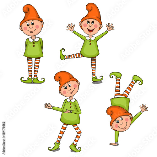 Set funny gnomes. Vector clip-art illustration on a white background