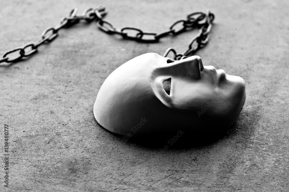 Stockfoto mask from plaster / mask of the Gibbs chained | Adobe Stock