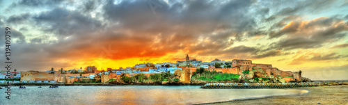 Sunset above Rabat and the Bou Regreg river, Morocco photo