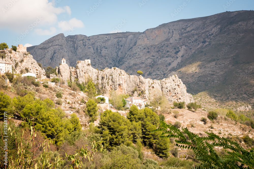 Fototapeta premium View of the small Village and castle . Spain .