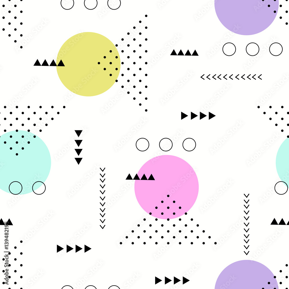 Obraz premium Modern seamless pattern with geometric elements. Memphis style design.
