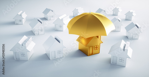 Goldenes Haus mit Schirm photo