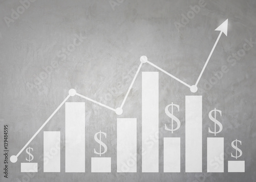 Business bar graph and grow arrow. photo