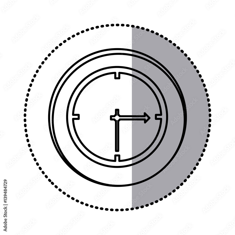 monochrome contour with circle sticker of wall clock icon vector illustration monochrome contour with circle sticker of wall clock icon vector illustration
