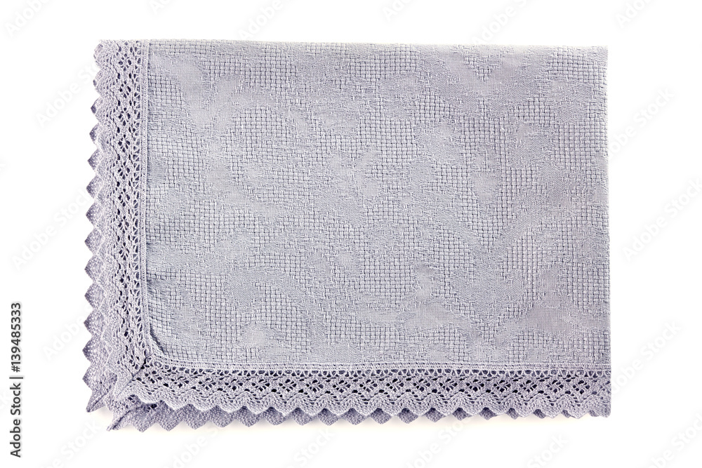 Fototapeta premium Blue cotton napkin on white
