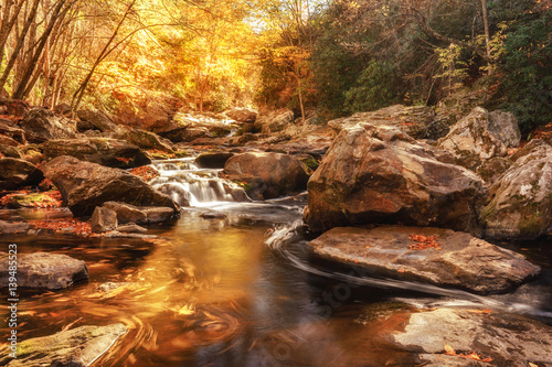 Cullasaja Rapids in Autumn near Highlands North Carolina  photo