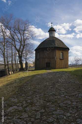 Wooden chapel of Saint Margarete in Krakow. Old historical christian temple from 1690, religion symbol in Malopolski.