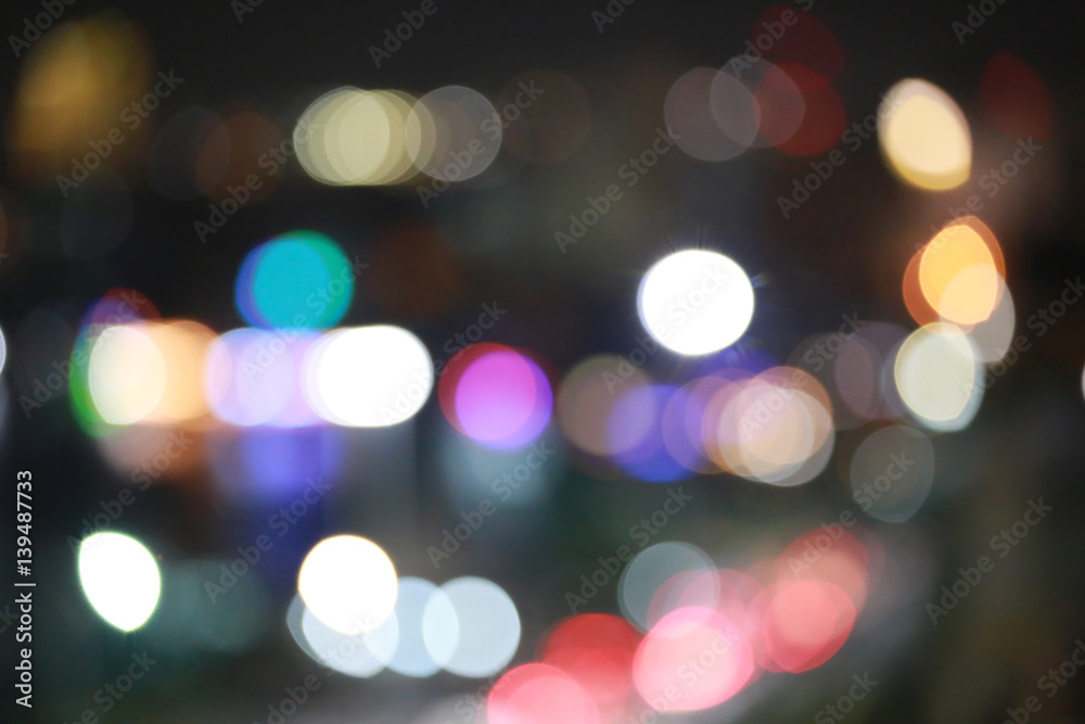 Abstract color bokeh in dark night.