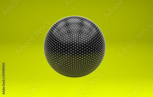 3d render smooth black ball on a gray background © papricahome1