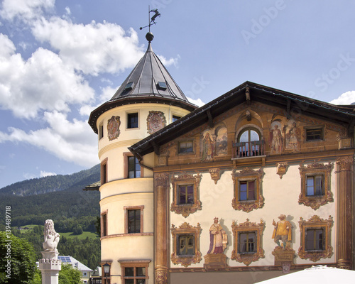 Beautiful painted building in downtown Berchtesgaden, Germany, 1594.