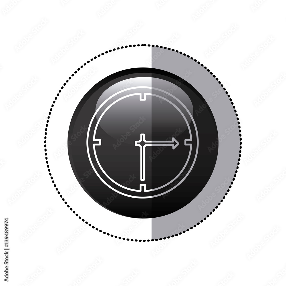 sticker black circular frame with wall clock icon vector illustration sticker black circular frame with wall clock icon vector illustration