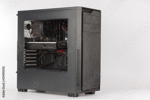 Obraz na płótnie Midi tower computer case with transparent acryl side