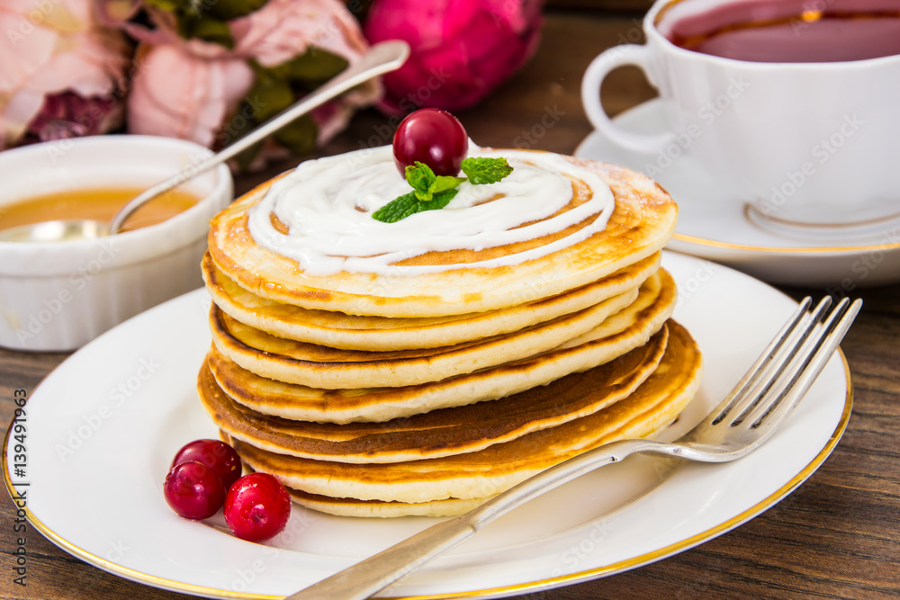 Pancake with sour cream Pancake with sour cream