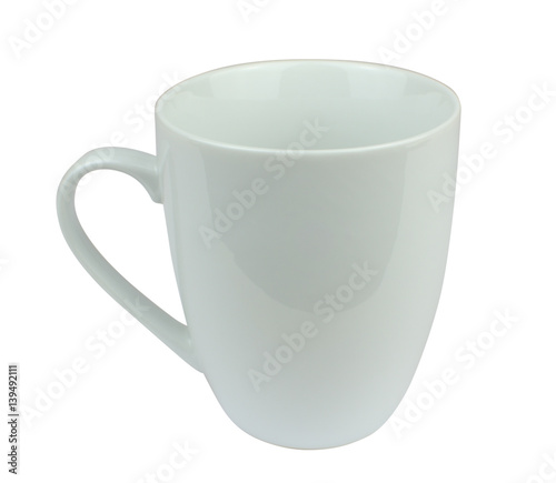 White fine porcelain cup on white background