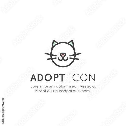 Vector Icon Style Illustration of Adopt a Pet Banner, New Owner, Domestic Animal, Isolated Minimalistic Object