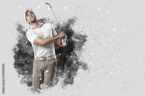 Obraz Golfista wychodzi z podmuchu dymu