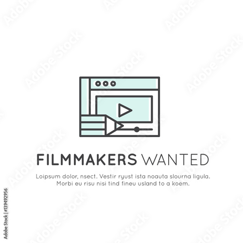 We are Hiring and Looking for Interns and Young Designers and Video or Film Makers! Vector Icon Style Illustration Logo Element