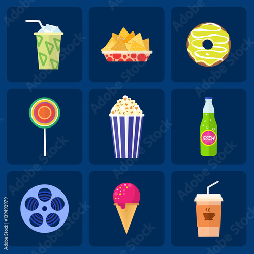Cinema and movies icon set