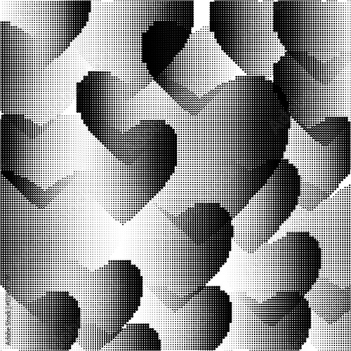 Abstract halftone pattern texture. Background is black and white. Vector modern background for posters, sites, business cards, postcards, interior design. Points. heart