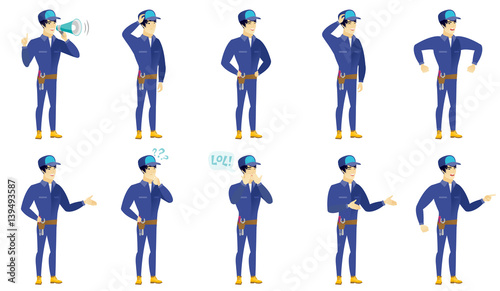 Vector set of mechanic characters.