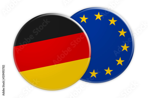 Free Download Politics News Concept: Germany Flag Button On EU Flag Button, 3d illustration on white background - GFXLoad