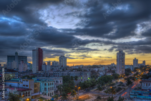 Canvas Print Early morning panorama of  Vedado neighborhood in Havana,Cuba.