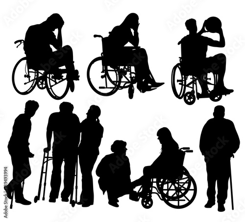 Disabled People Activity Silhouettes, art vector design
