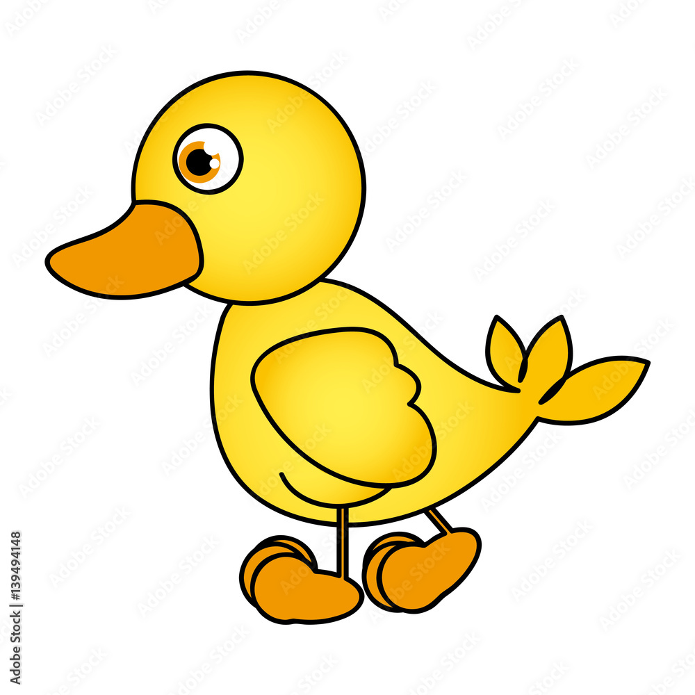 Fototapeta premium caricature yellow duck side view animal icon vector illustration