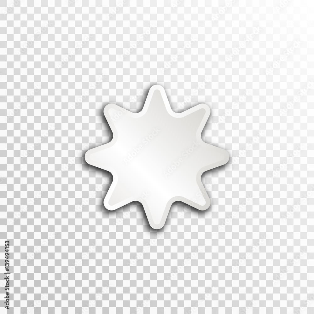 Empty white paper plate base for text. Simple star form card on transparent background Empty white paper plate base for text. Simple star form card on transparent background