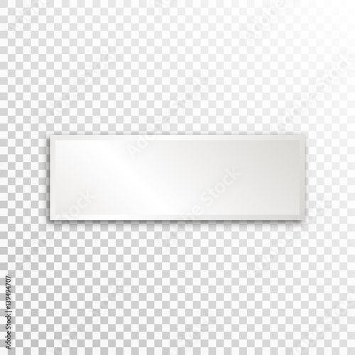 Empty white paper plate base for text. Simple rectangle form card on transparent background