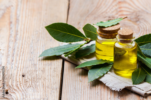 Natural bay laurel essential oil for beauty and spa photo