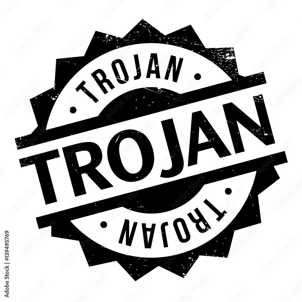 Trojan rubber stamp. Grunge design with dust scratches. Effects can be easily removed for a clean, crisp look. Color is easily changed.