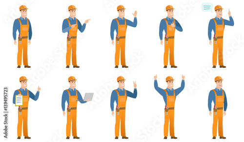 Vector set of builder characters.