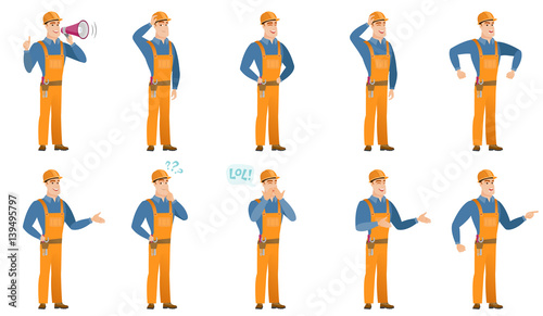 Vector set of builder characters.