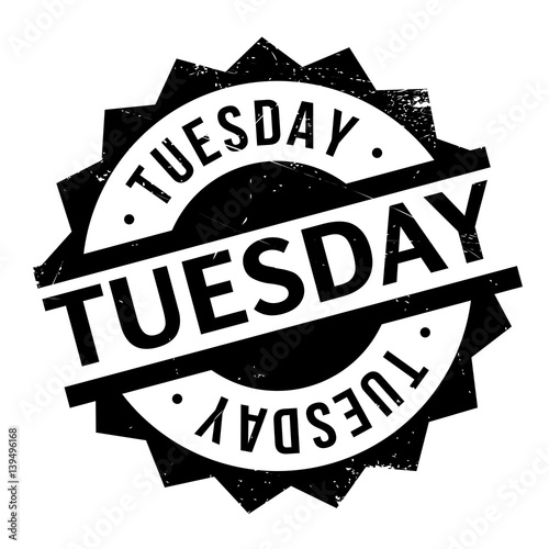 Tuesday rubber stamp. Grunge design with dust scratches. Effects can be easily removed for a clean, crisp look. Color is easily changed.
