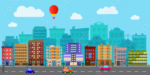 City street in a flat design