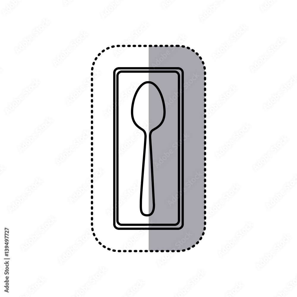 monochrome contour sticker of rectangle frame with silhouette spoon cutlery icon vector illustration monochrome contour sticker of rectangle frame with silhouette spoon cutlery icon vector illustration